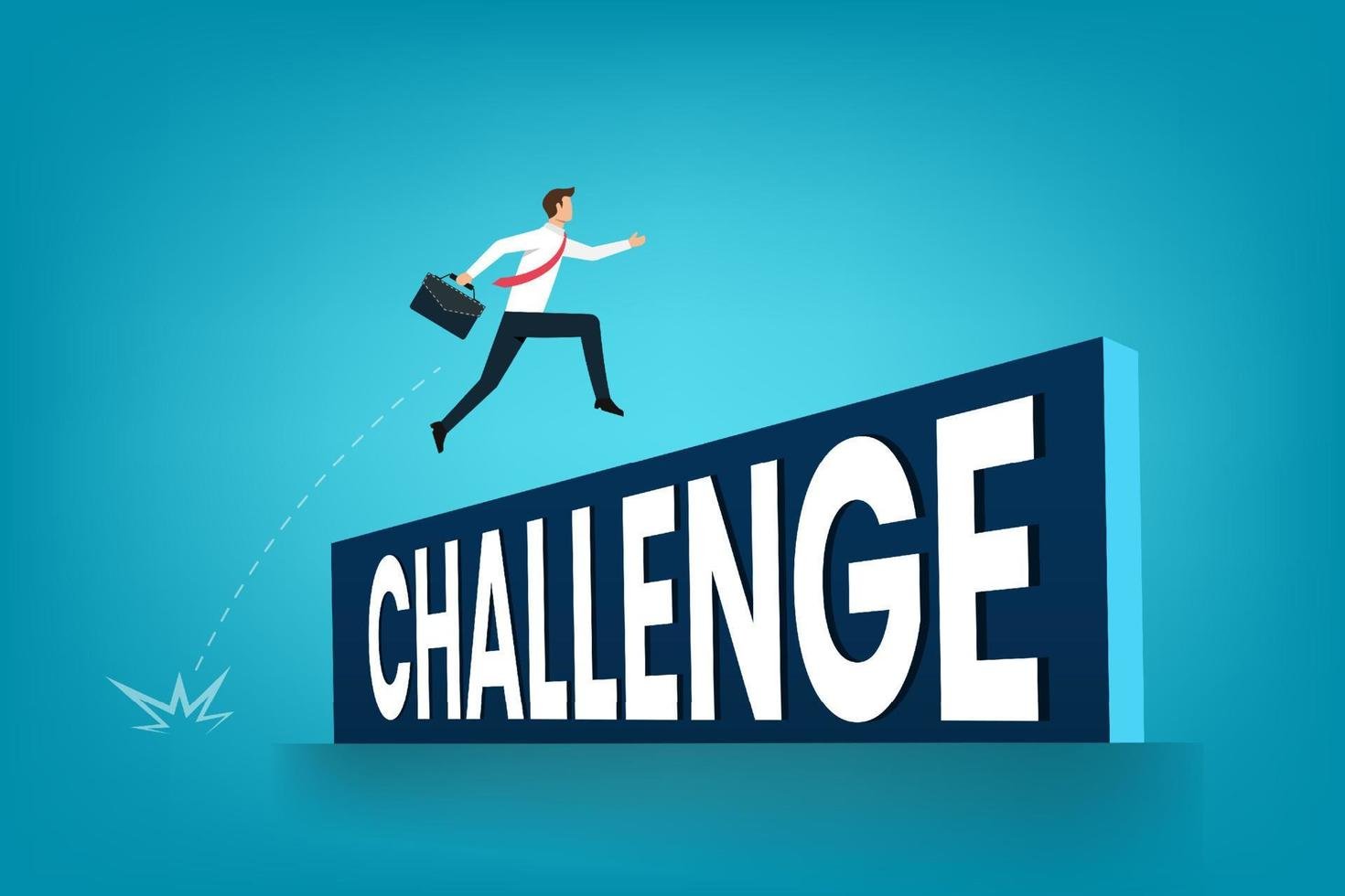 overcome obstacles or motivation to solve problem and lead company achievement concept confident businessman leader jump high over challenge wall vector
