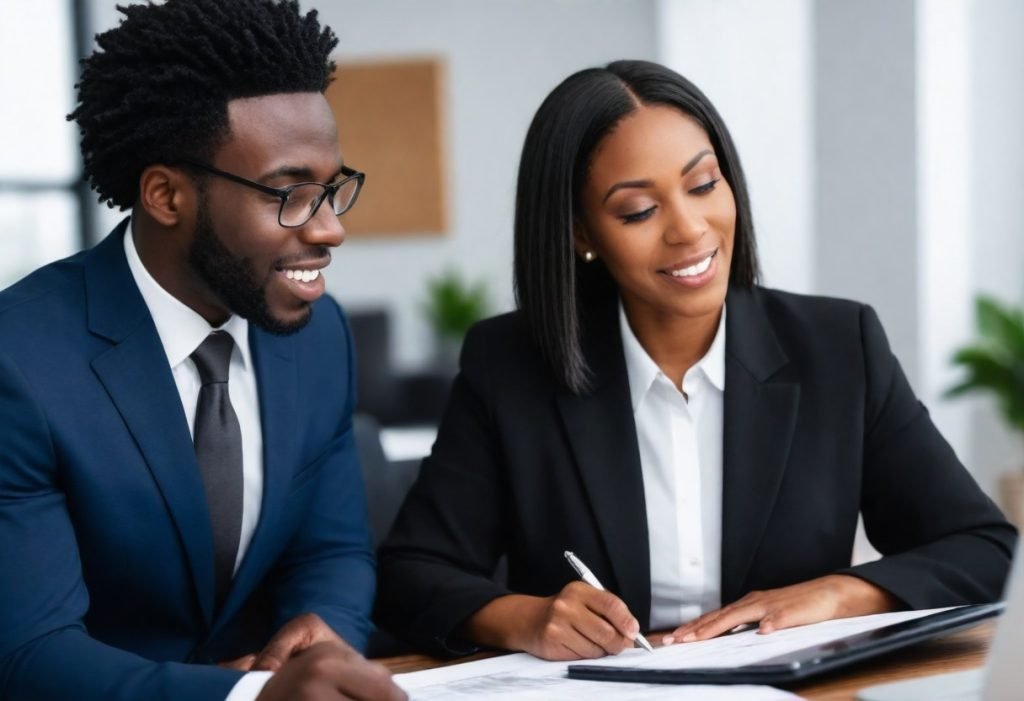 pikaso texttoimage black real estate agent consulting a black client (1)
