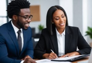 pikaso texttoimage black real estate agent consulting a black client (1)
