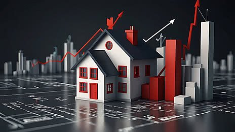 pngtree a 3d model of house on architectural blueprints surrounded by rising image 17137737